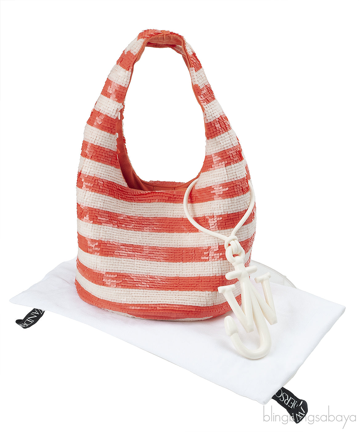 JW Anderson Mini Sequin Orange White Shopper Bag
