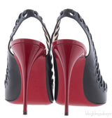 Christian Louboutin Black Leather Ostri Sling 100 Heels