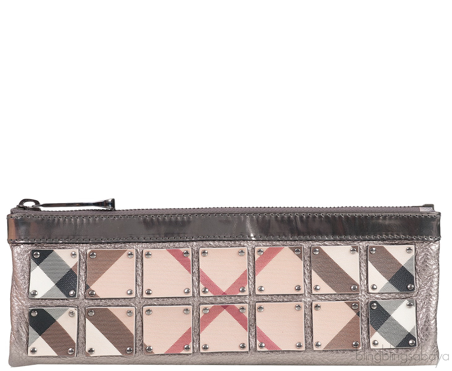 Long Grey & Checkered Wristlet Clutch