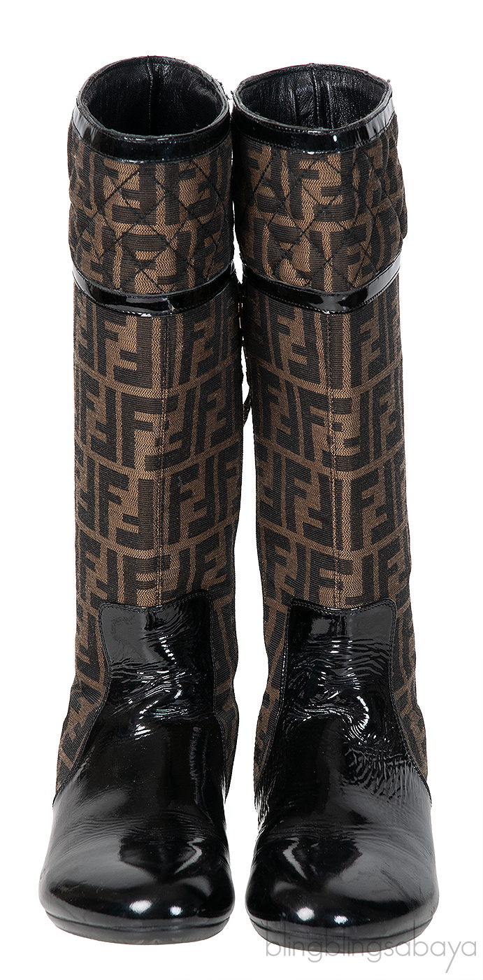 Fendi FF Brown Monogram Boots