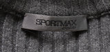 Sportmax Grey Ribbed Wool-Blend Midi Dress with Orange Panels