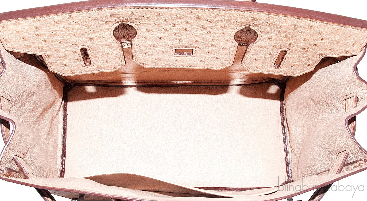 Birkin 30 Ostrich Natural Gold PHW