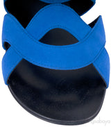 Suede Bicolor Blue Flat Sandals