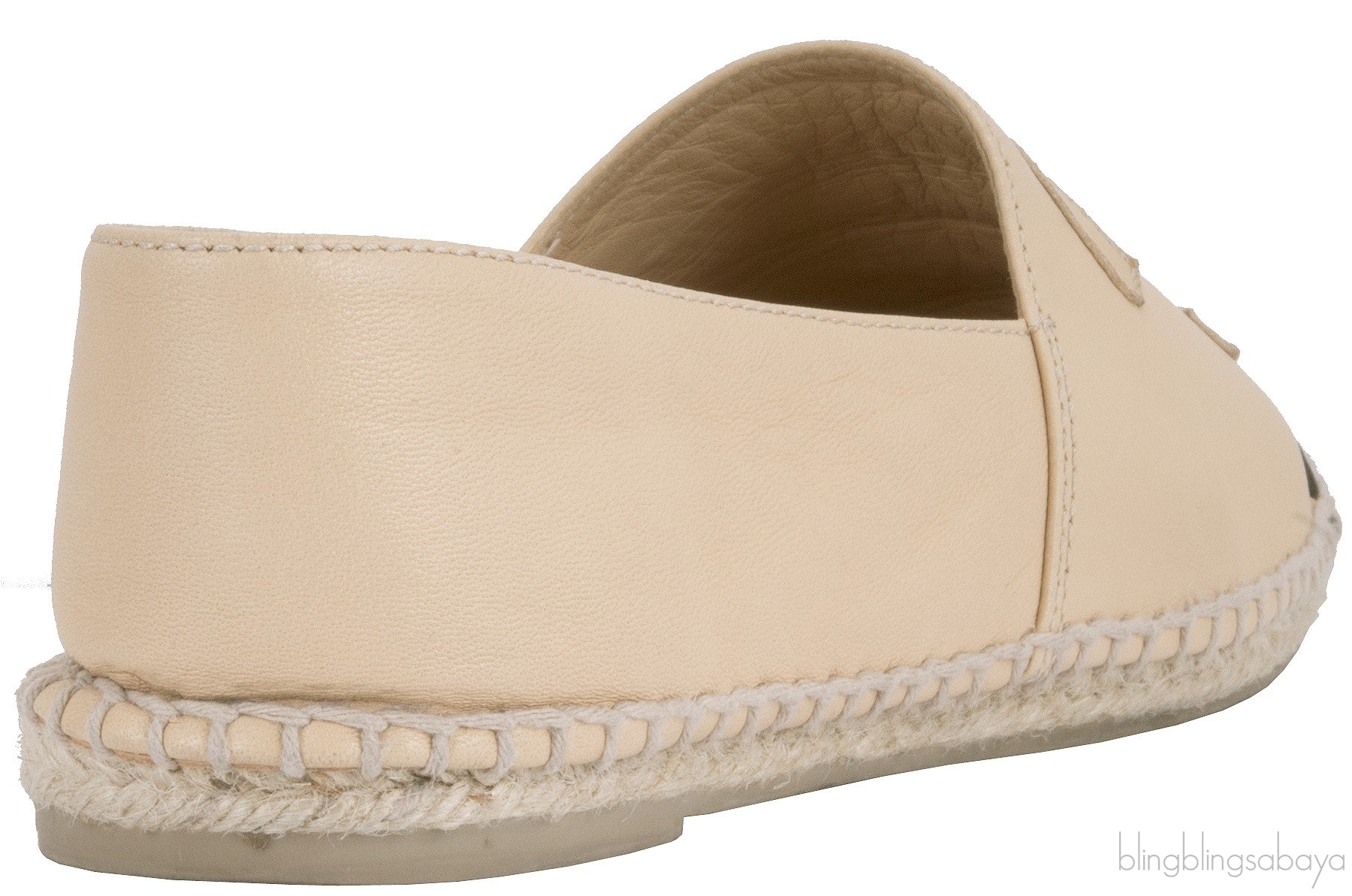 CC Beige & Black Leather Espadrille