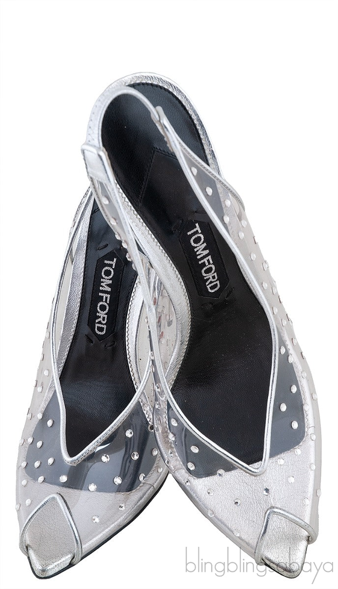 PVC Crystal Slingback Heels