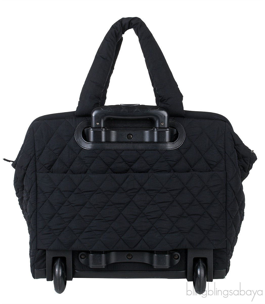 Black Quilted Nylon Cocoon Trolley Rolling Case