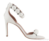 White Leather Bombe Heels