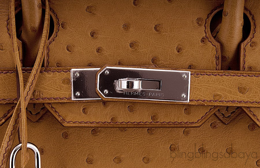 Birkin 30 Ostrich Gold PHW