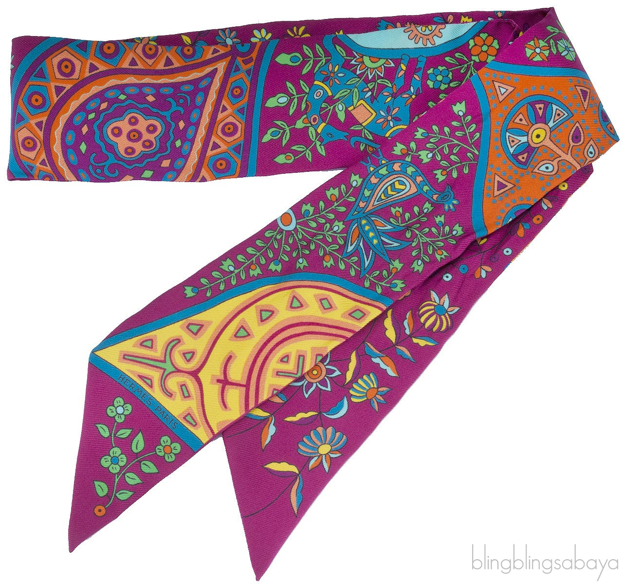 Pink Multicolor Printed Twilly