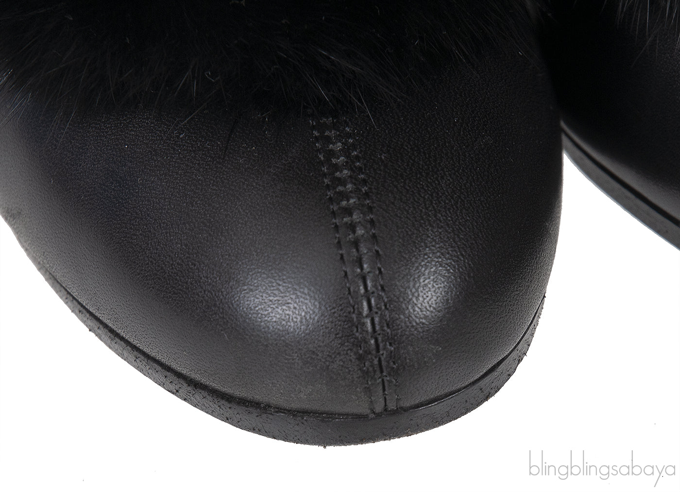 Hermes Black Leather and Fur Ankle Boots