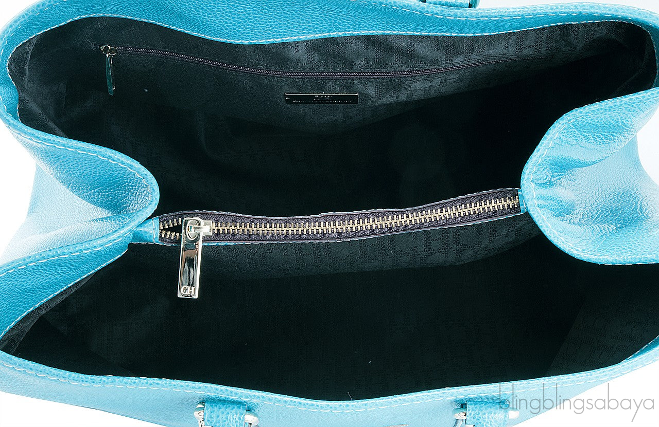 Aqua Marine Leather Tote Bag
