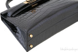 Kelly 20 Black Mini Sellier Crocodile Lisse GHW