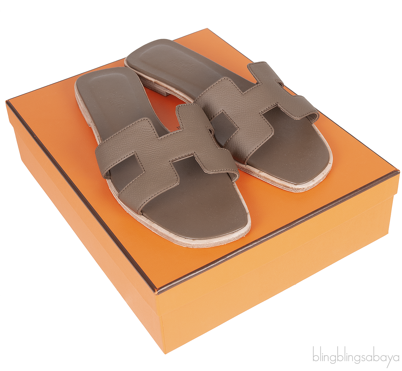 Oran Grey Epsom Slide Sandals