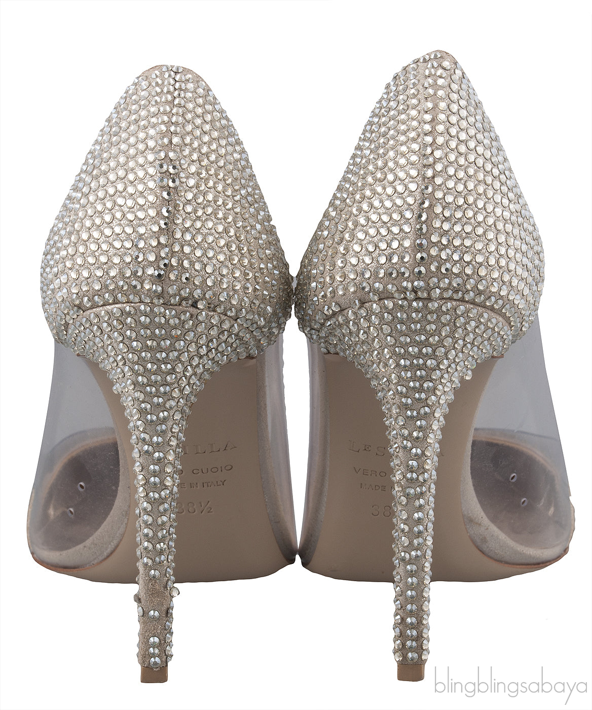 PVC Light Gold Crystal Heels