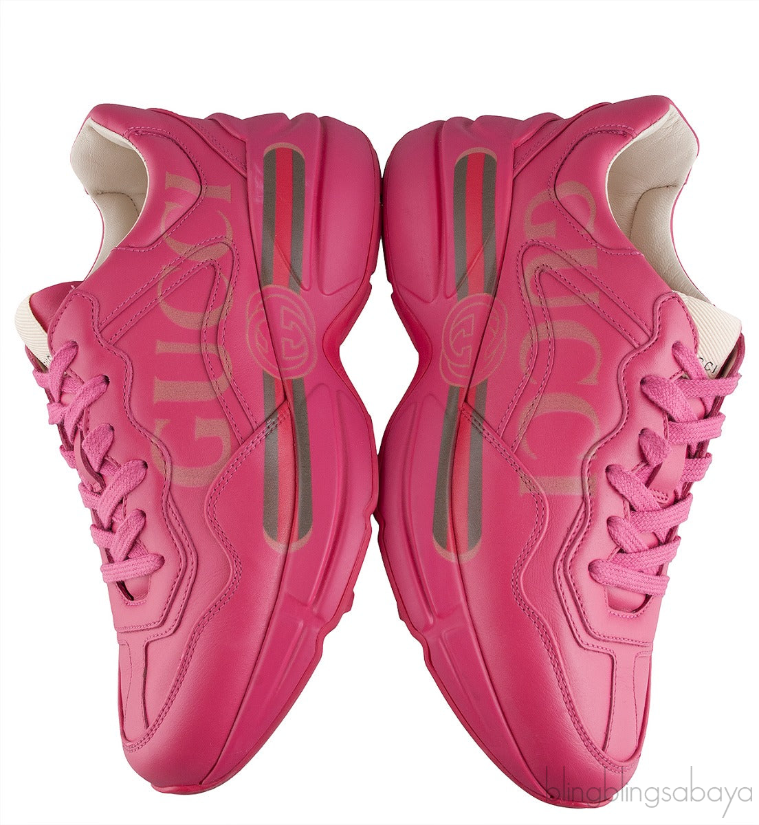 Pink Rhyton Logo Leather Sneaker