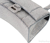 Silver Hourglass XS Rhinestone Suede Calfskin