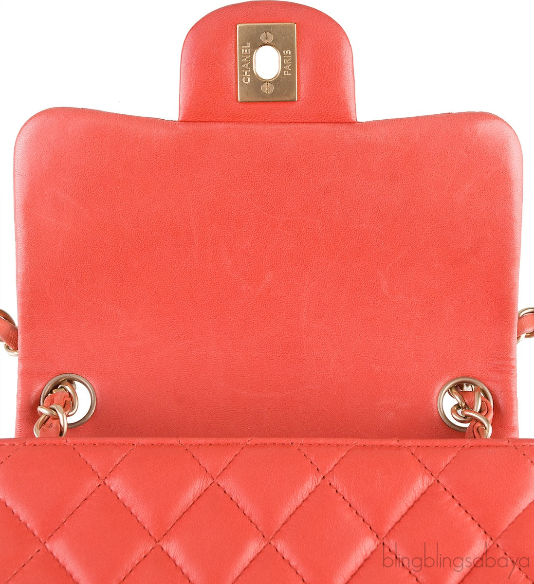 Coral Quilted Mini Flap Bag