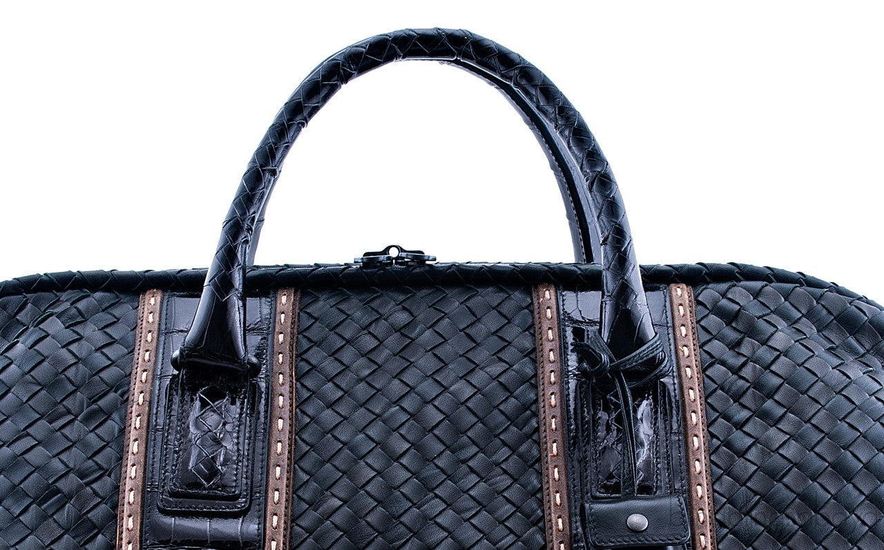 Nero Intrecciato Nappa Croco Duffle