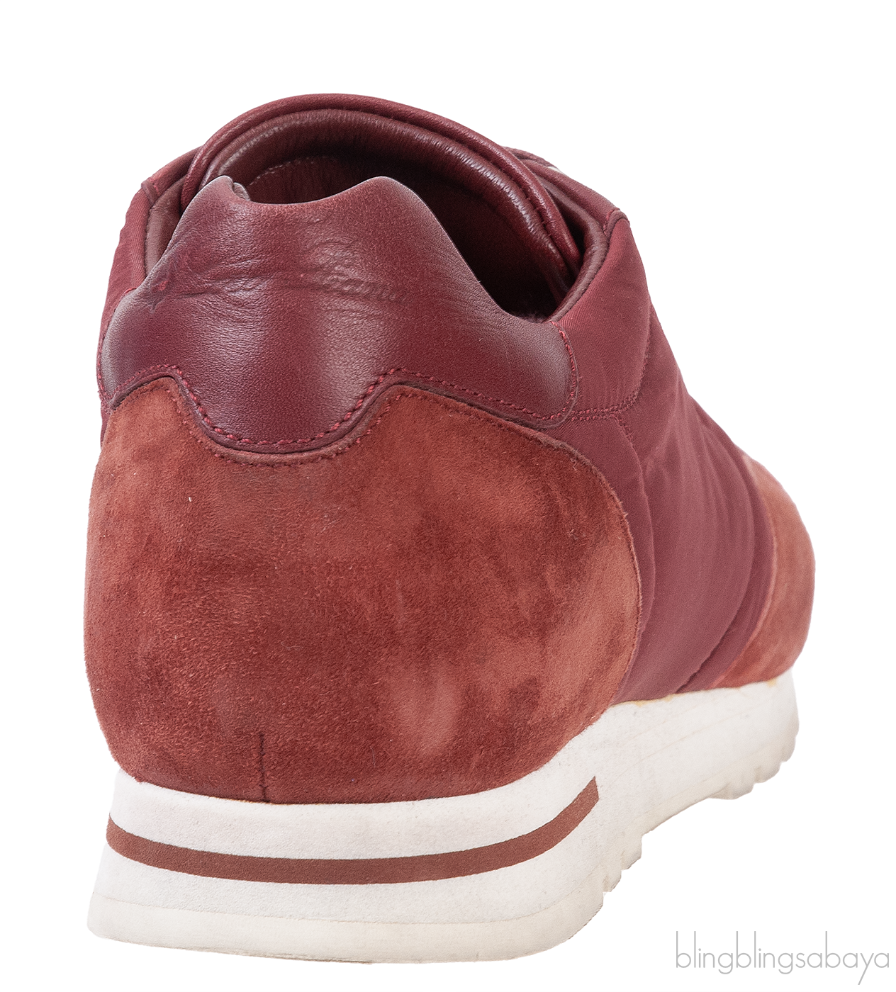 Loro Piana Maroon Nylon and Brown Suede Sneakers