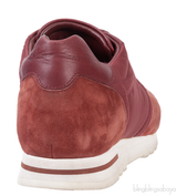 Loro Piana Maroon Nylon and Brown Suede Sneakers
