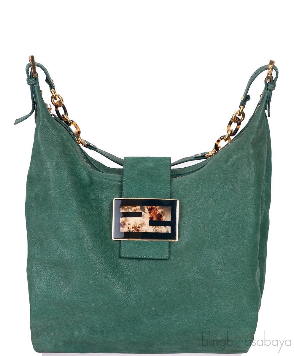 Green Nubuck Leather Forever Hobo Bag