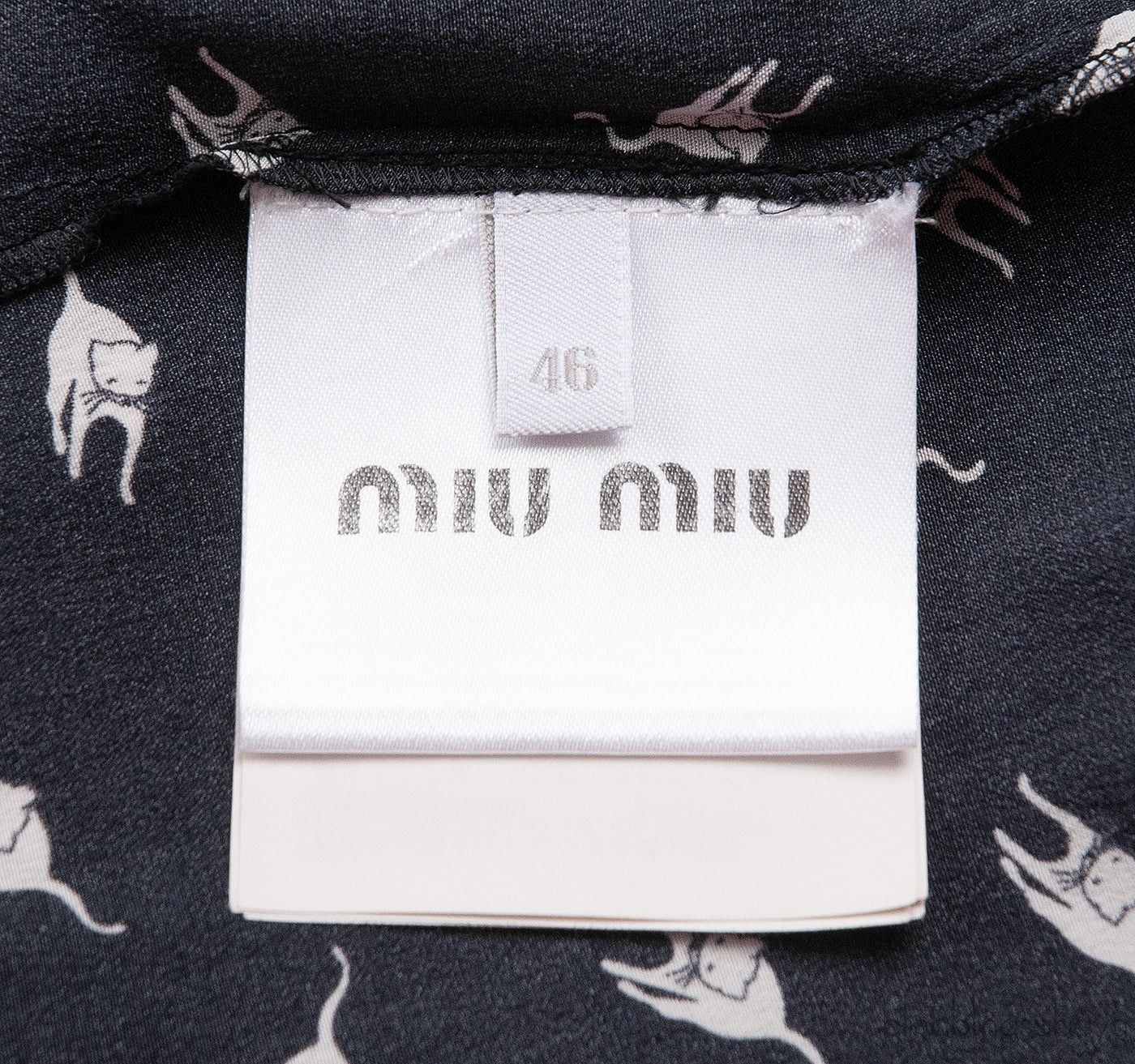 Miu Miu Black All Over Cat Print Top and Trouser