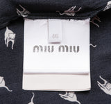 Miu Miu Black All Over Cat Print Top and Trouser