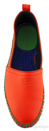 Orange Textured Leather Espadrille