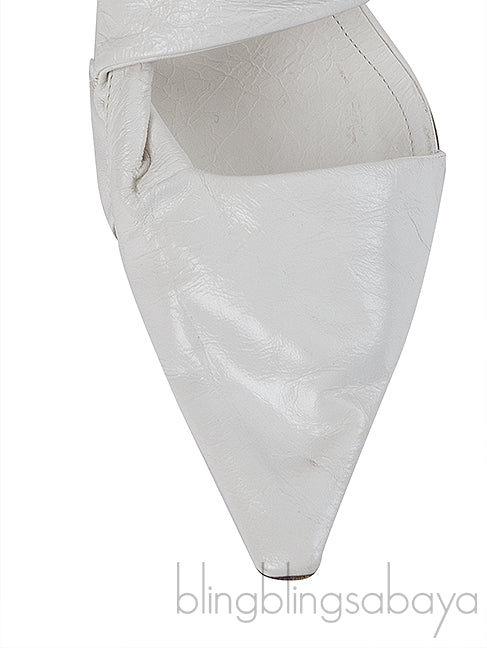 Bottega Veneta White Point Leather Slingback Pumps