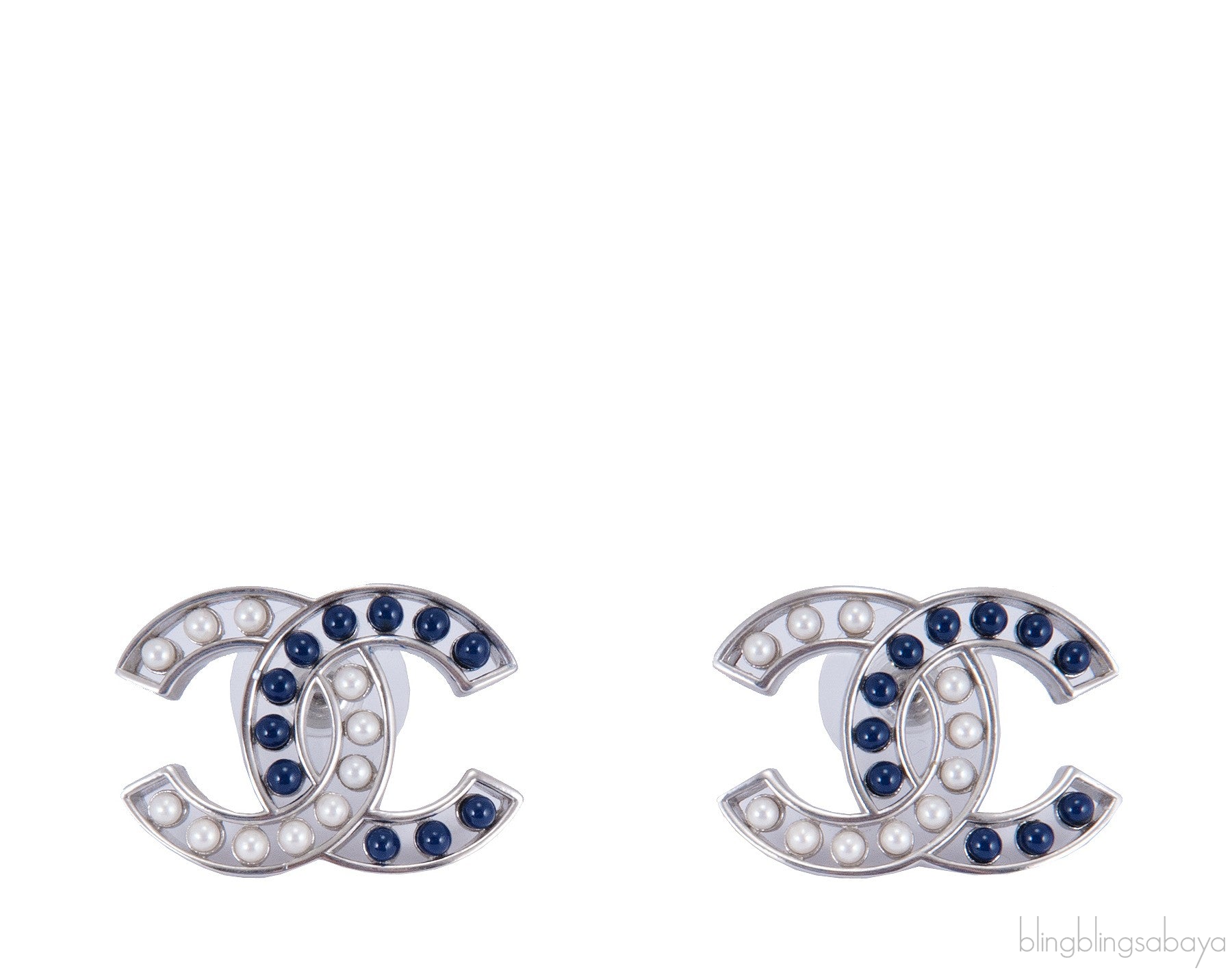 CC Pearl / Blue Stone Earrings