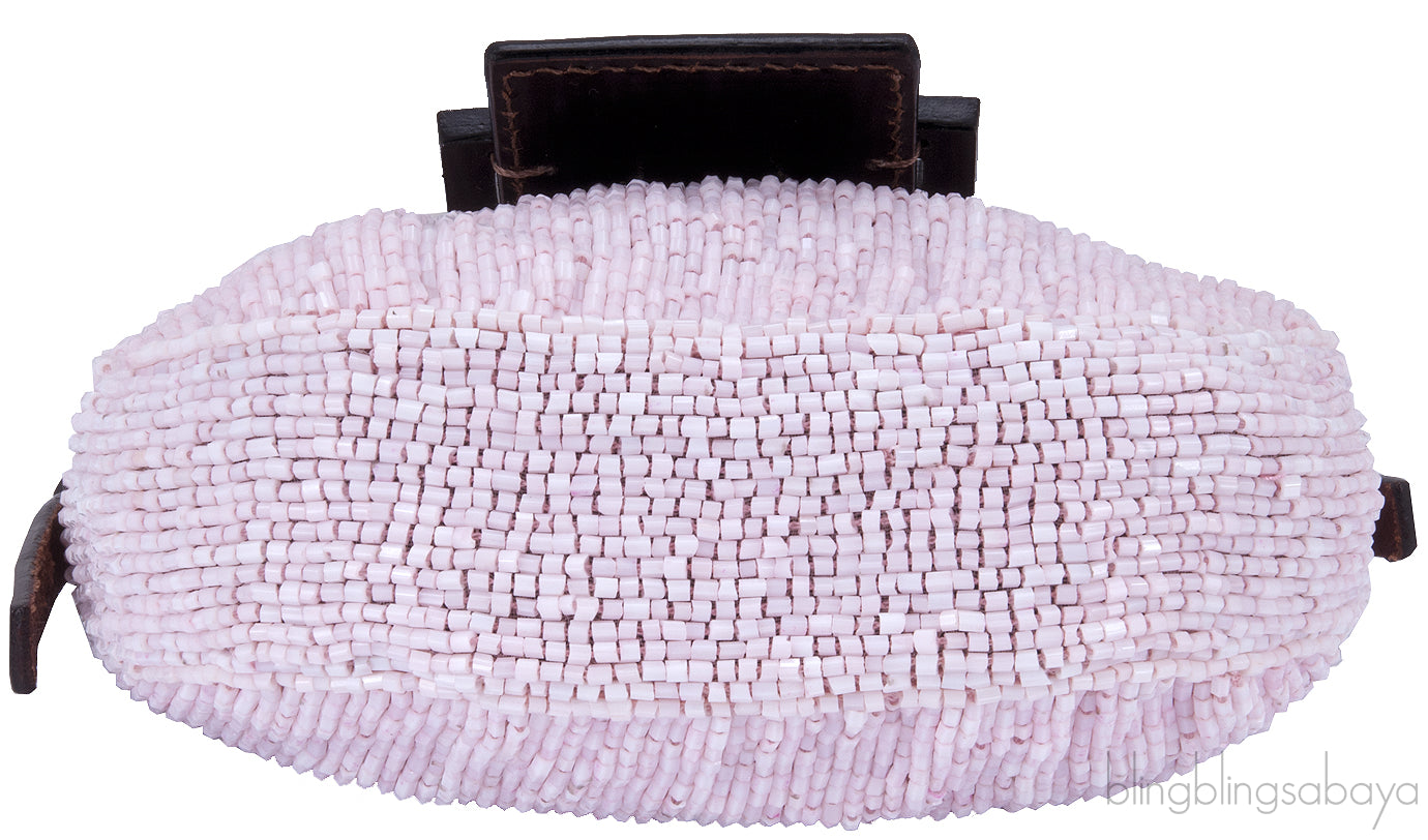 Pink Bead Mini Croissant Bag