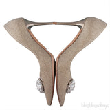 Mamey Gold Glitter Embellished Pumps