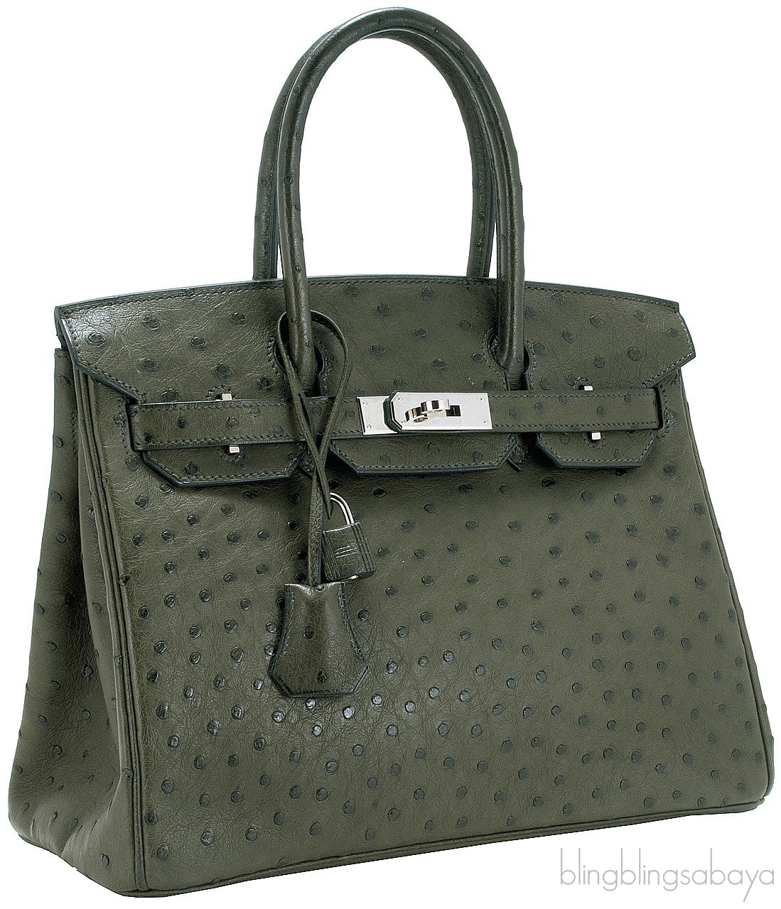 Birkin 30 Ostrich Vert Olive PHW
