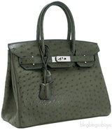 Birkin 30 Ostrich Vert Olive PHW
