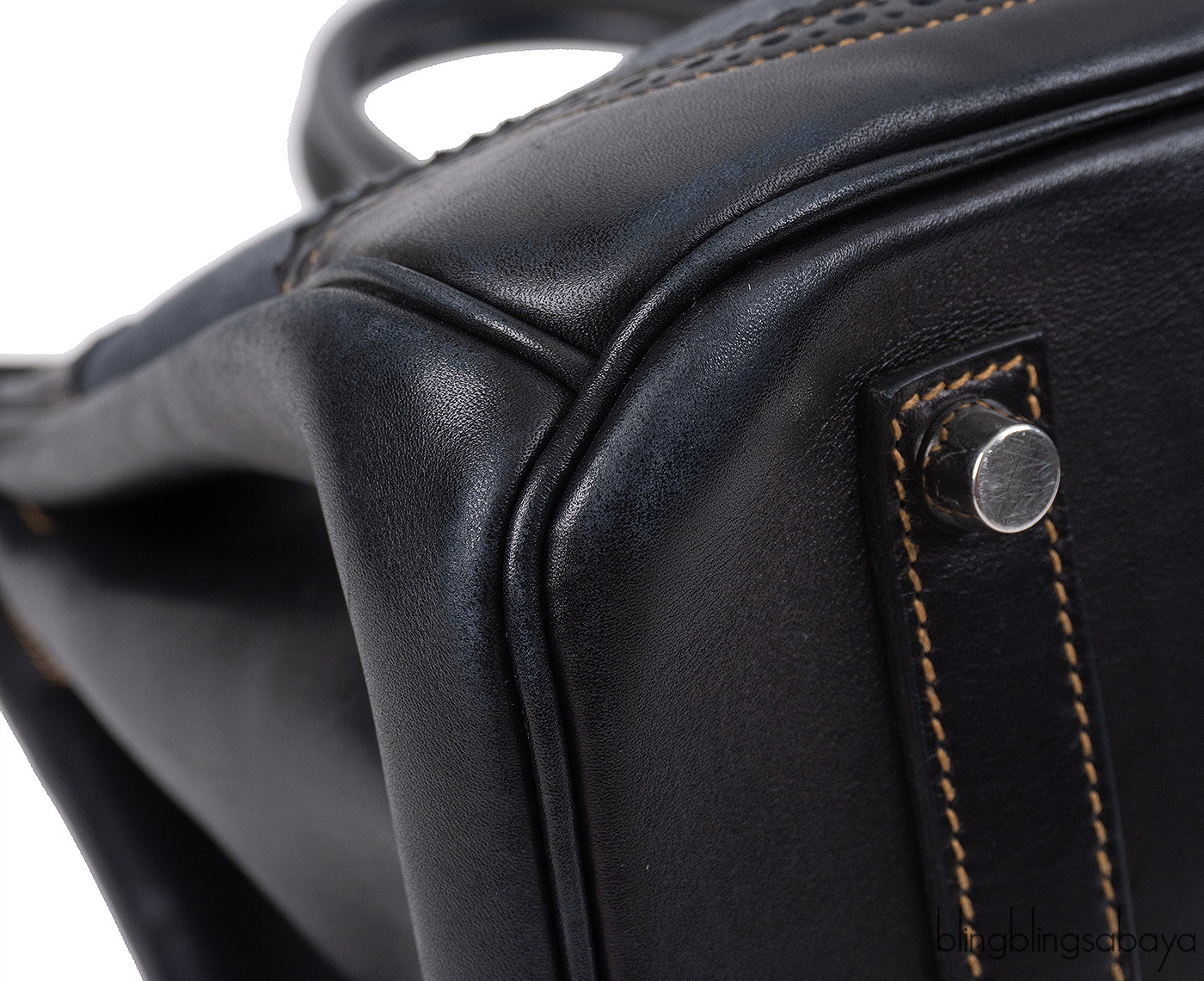 Hermès Birkin 35 Ghillies Noir Veau Evercolor Denim Fonce