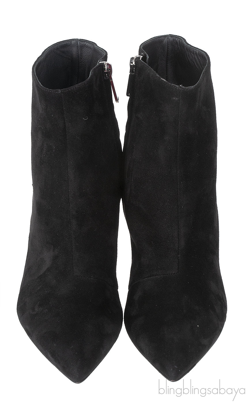 Balmain Black Pointed Toe Suede Ankle Boots