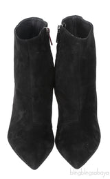 Balmain Black Pointed Toe Suede Ankle Boots