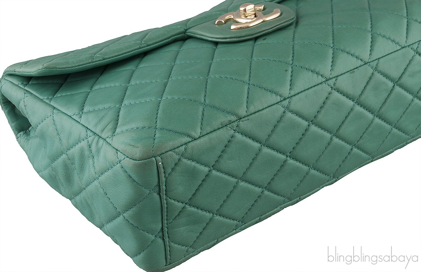 Green Quilted Single Flap Maxi GHW