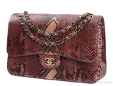 Chanel Classic Jumbo Burgundy Python Flap Bag