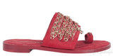 Red Suede & Chain Sandals
