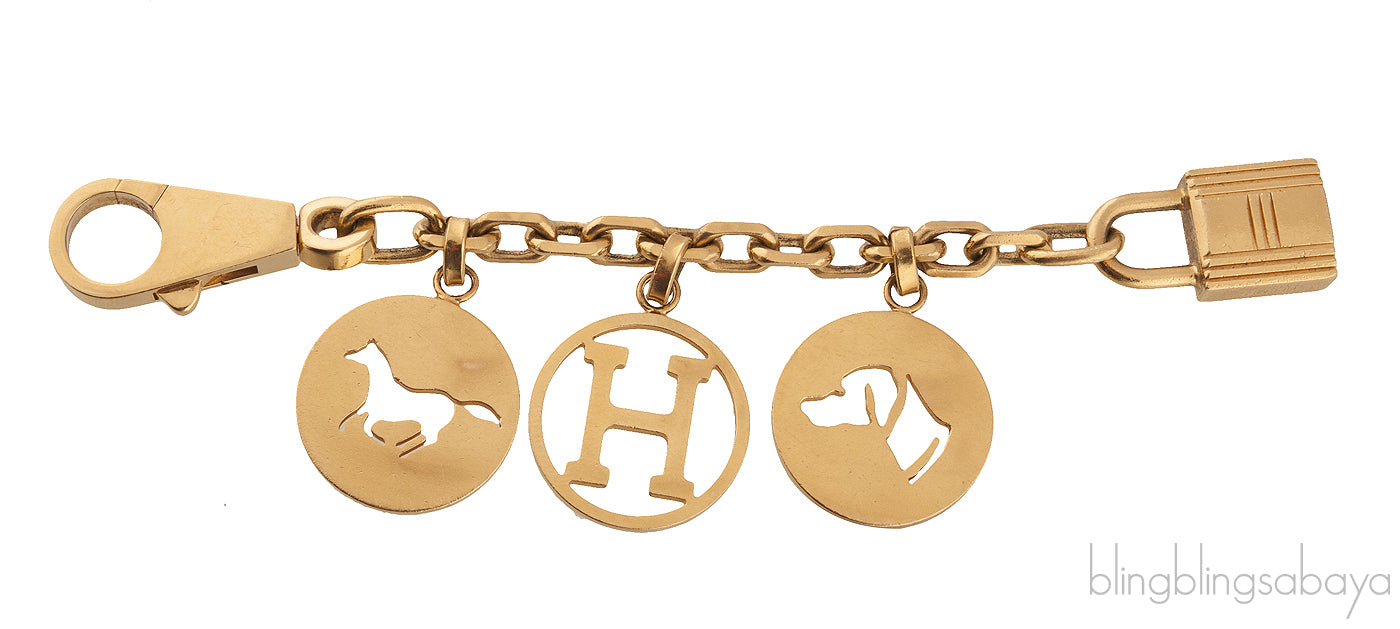 Gold Breloque Horse Dog H Charm