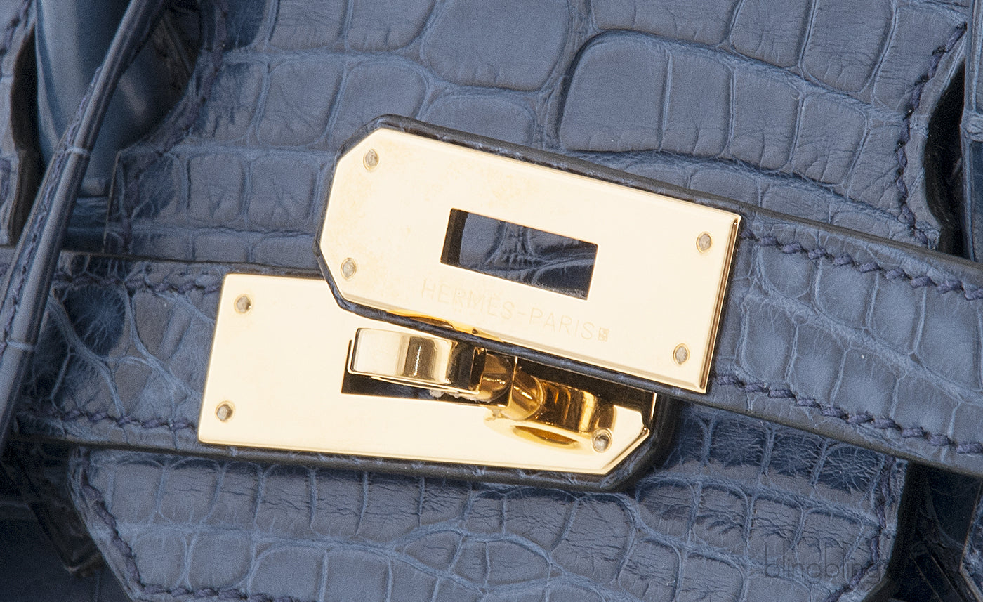Birkin 30 Bleu de Prusse Croc