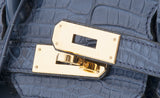 Birkin 30 Bleu de Prusse Croc