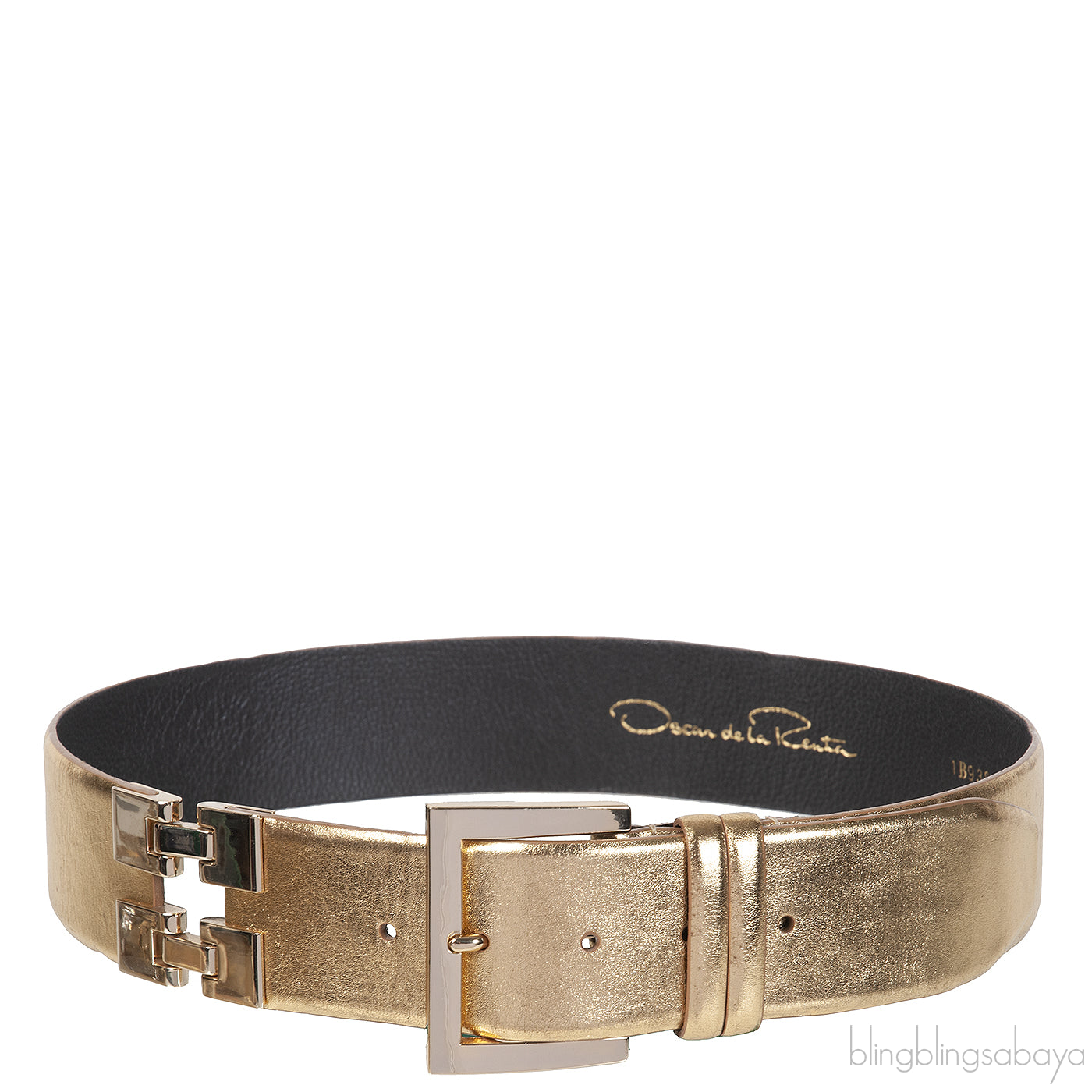 Oscar Dela Renta Metallic Gold Double Hinge Belt