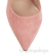 Peach Suede Pointed Toe Heels