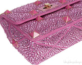 Fuchsia Pink Roman Stud Crystal-embellished Shoulder Bag