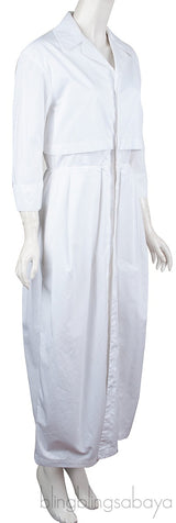 White Cotton Long Sleeve Dress