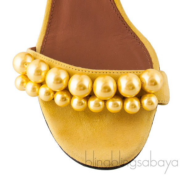 Pearlescent Suede Yellow Sandal