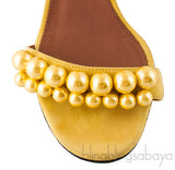 Pearlescent Suede Yellow Sandal