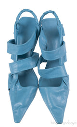 Bottega Veneta Blue Point Leather Slingback Pumps